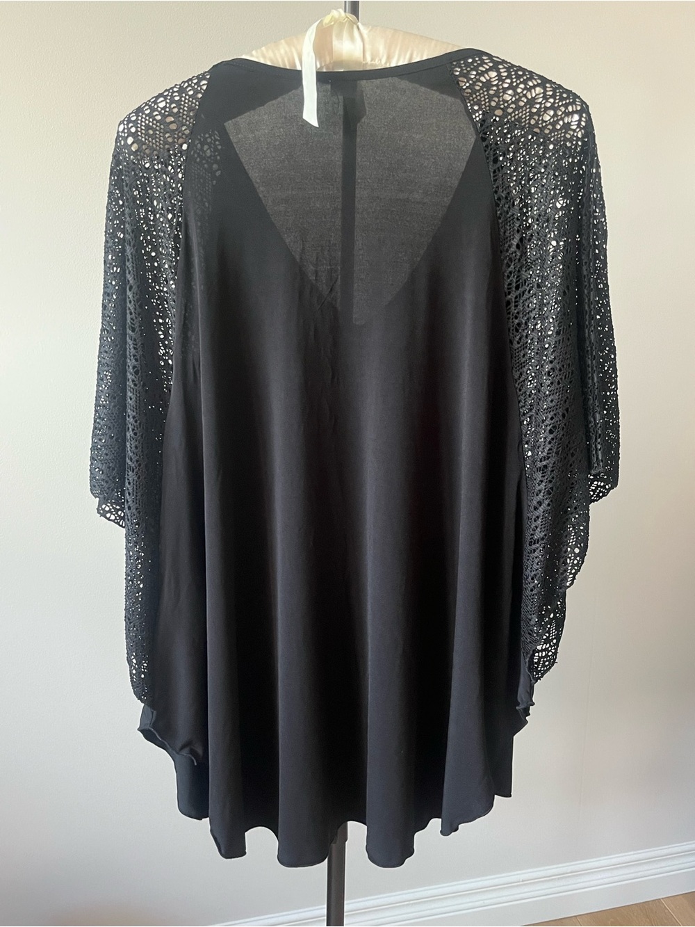 KOY Resort Black Lace Sleeve Tunic Cover-Up Top Boho Resortwear XL - Picture 4 of 13
